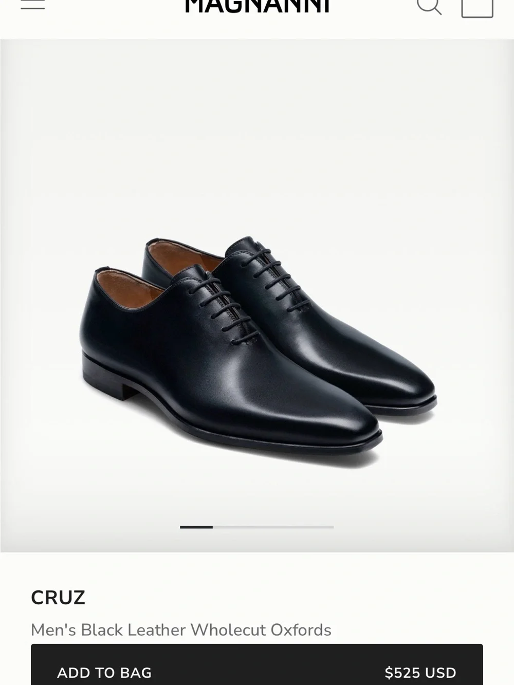 Magnanni Black Leather Wholecut Oxfords Dress Shoes - the Cruz